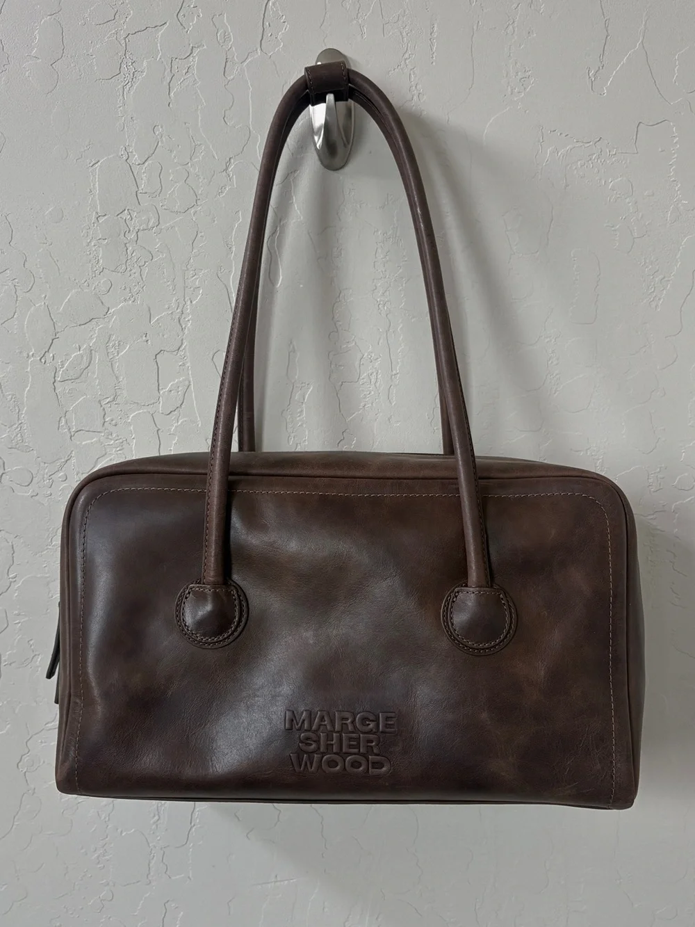 Marge Sherwood Soft Boston Washed Brown Pull Up Leather Shoulder Bag